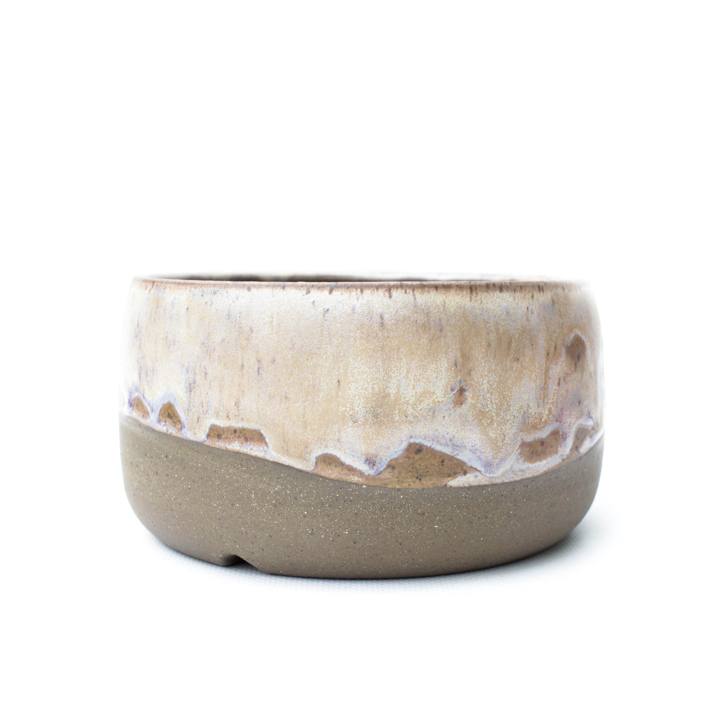 5.5" Buff Violet Brown Speckled Stoneware Planter Pot