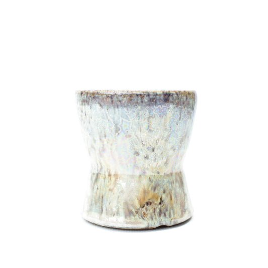2.5" Rainbow Crystal Cream Speckled Stoneware Planter Pot