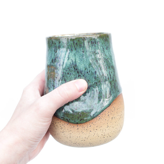 Forest Green Speckled Stoneware Thumb Tumbler