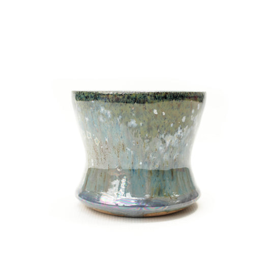 2.5" Rainbow Blue Crystal Speckled Stoneware Planter Pot