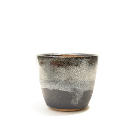 2.75" Black Glitter Speckled Stoneware Planter Pot