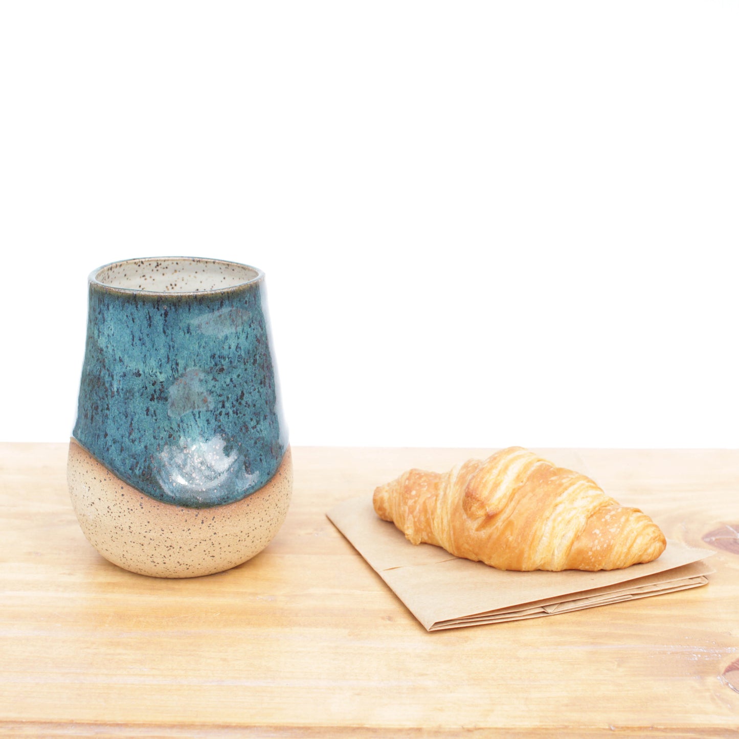 Emerald Ocean Speckled Stoneware Thumb Tumbler