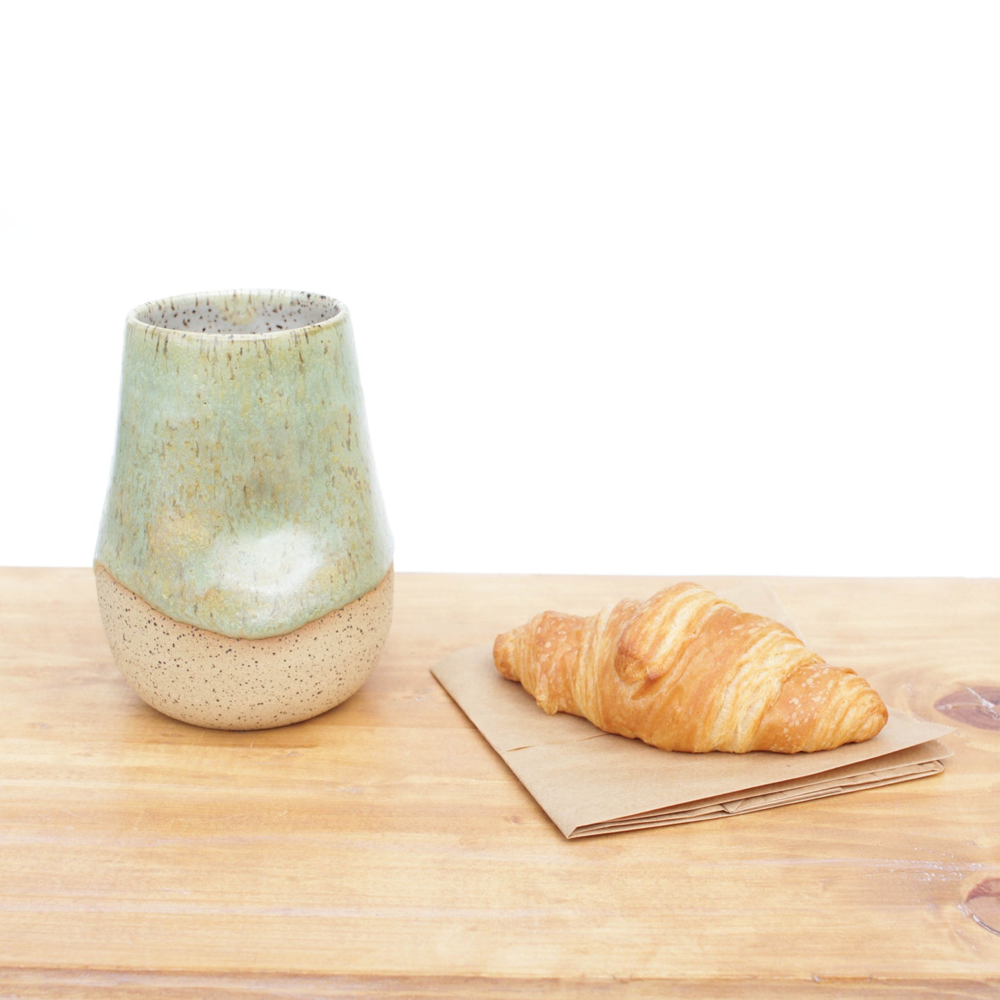 Seafoam Green Speckled Stoneware Thumb Tumbler