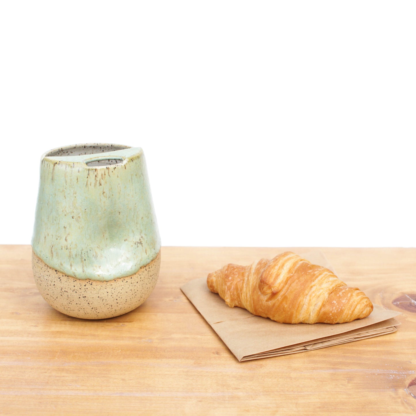 Seafoam Green Cozy Speckled Stoneware Sip-Top Thumb Tumbler