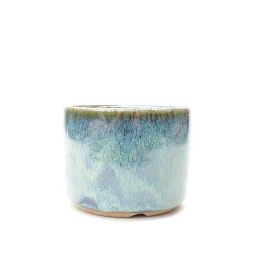 3" Blue Green Speckled Stoneware Planter Pot
