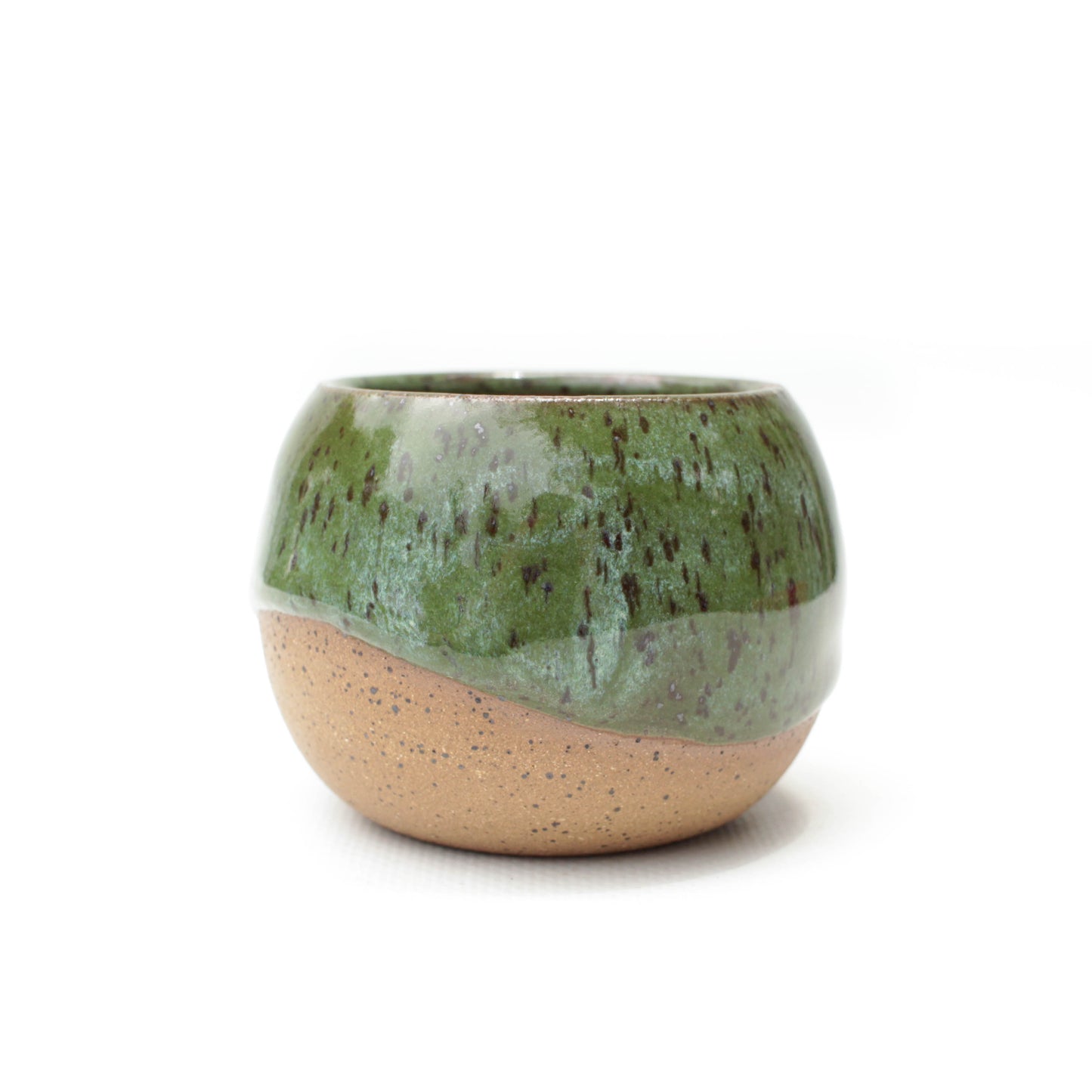 3" Green Speckled Stoneware Planter Pot