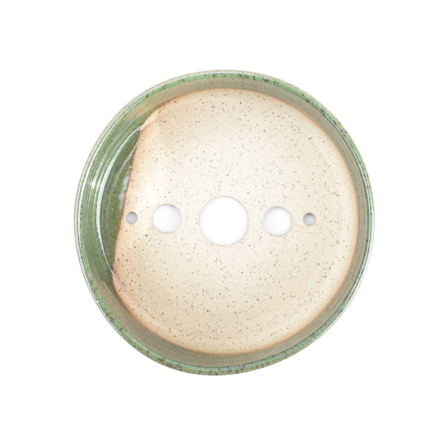 6" Green Speckled Stoneware Bonsai Pot