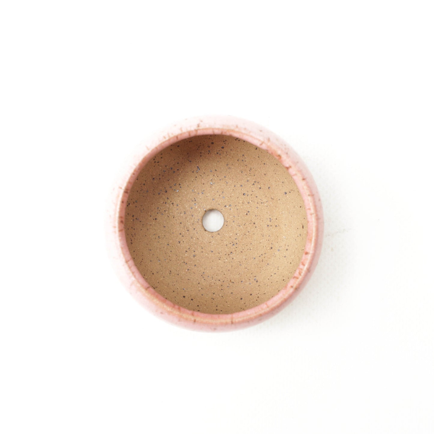 3" Coral Pink Speckled Stoneware Planter Pot