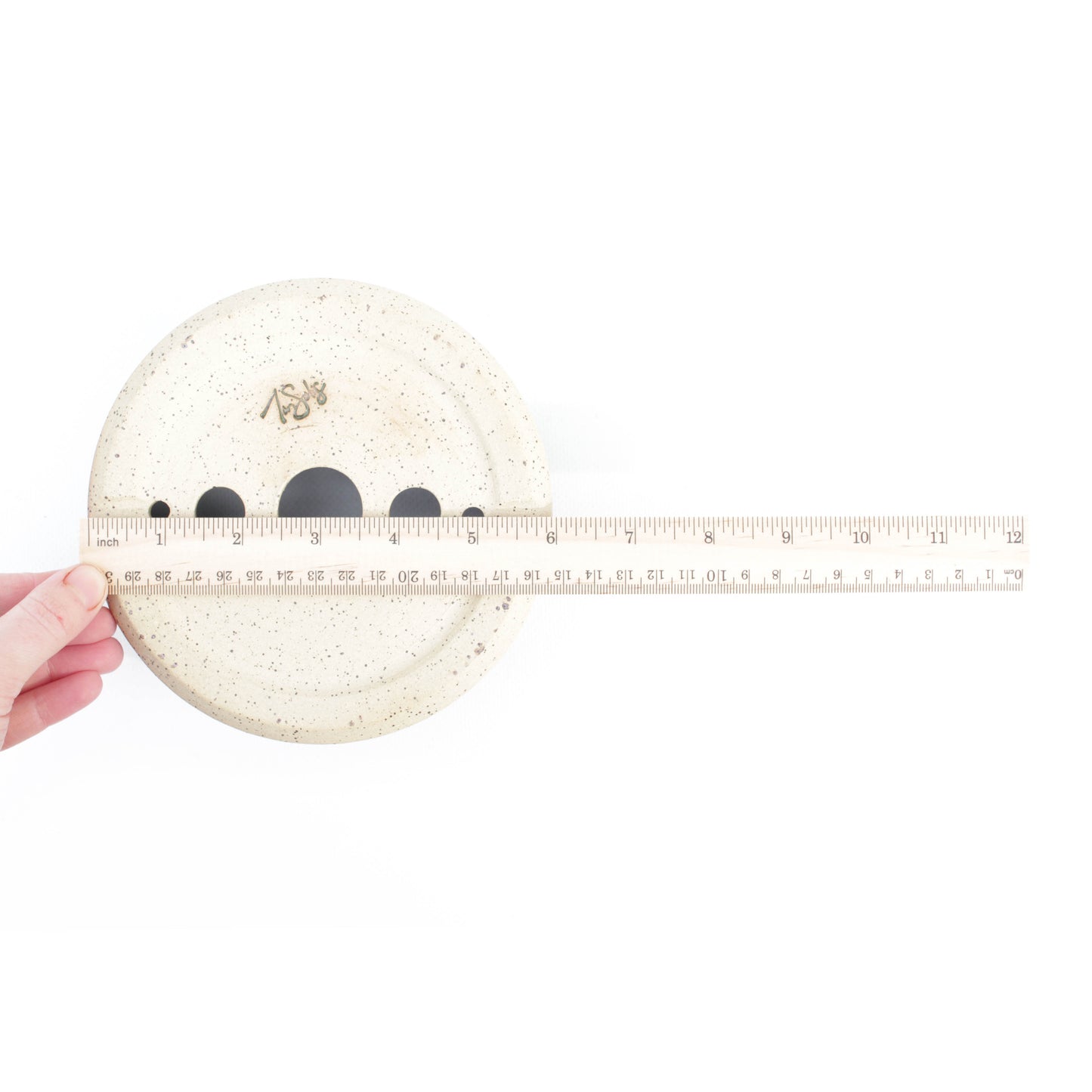 6" Green Speckled Stoneware Bonsai Pot