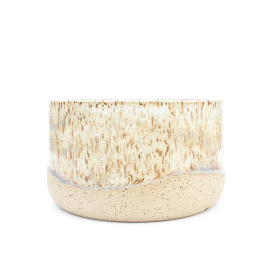 6.5" Crystal Cream Speckled Stoneware Planter Pot