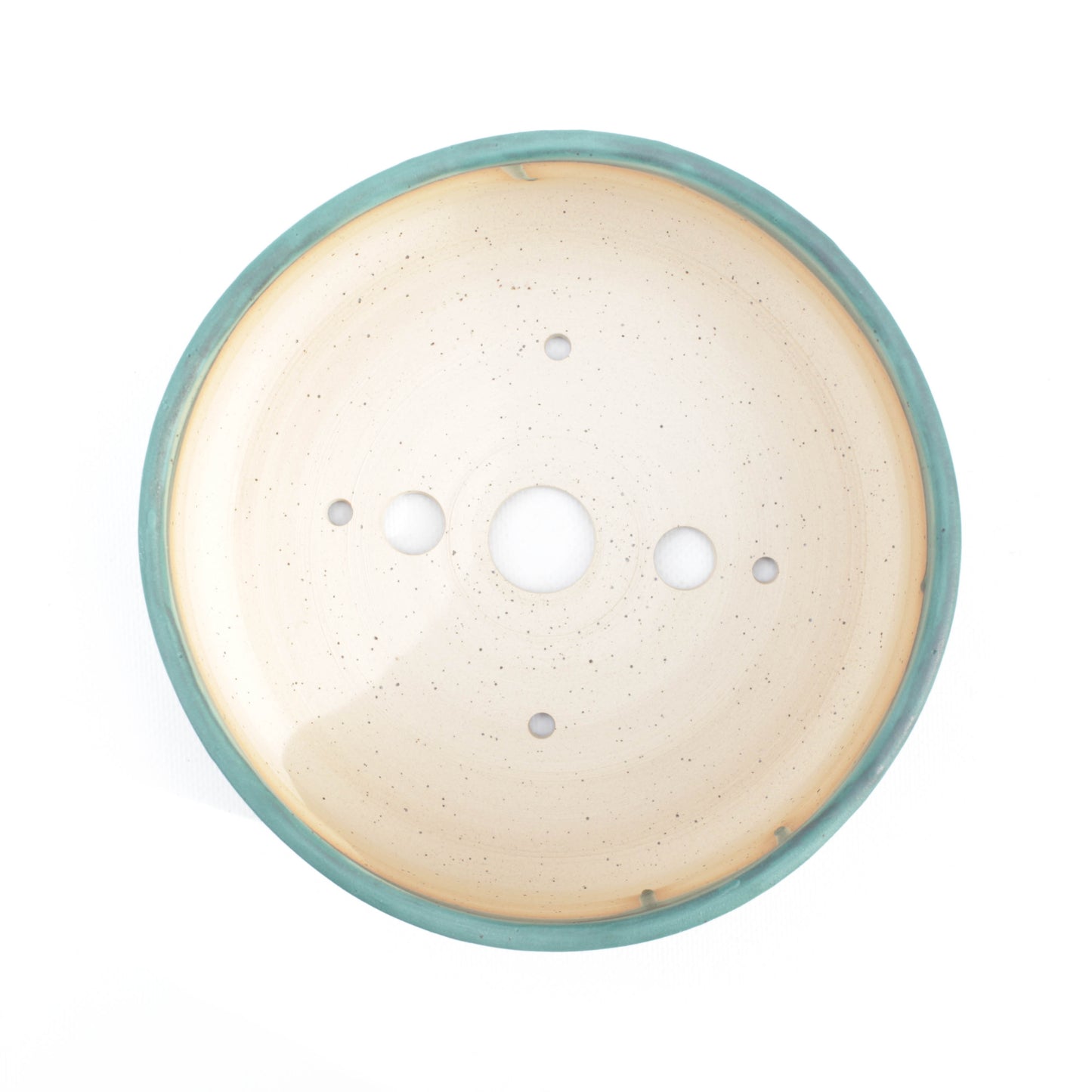 7.5" Teal Speckled Stoneware Bonsai Pot