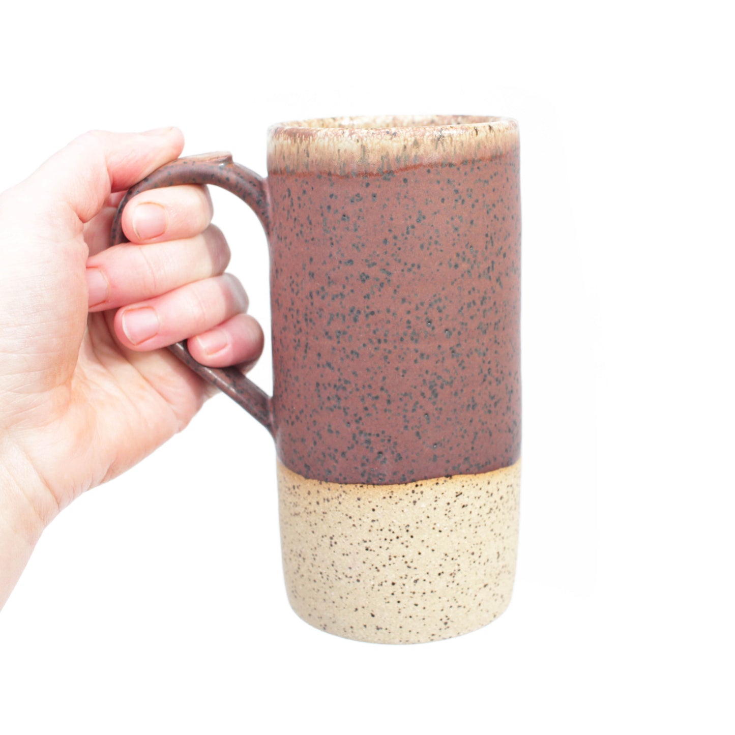 Rust Red Tall Speckled Stoneware Mug
