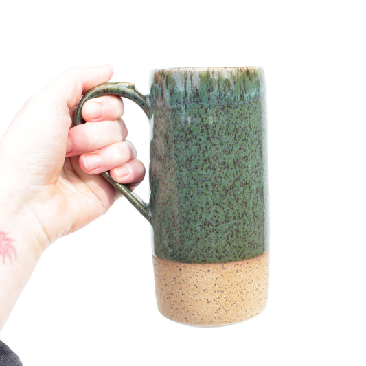 Green Tall Speckled Stoneware Mug