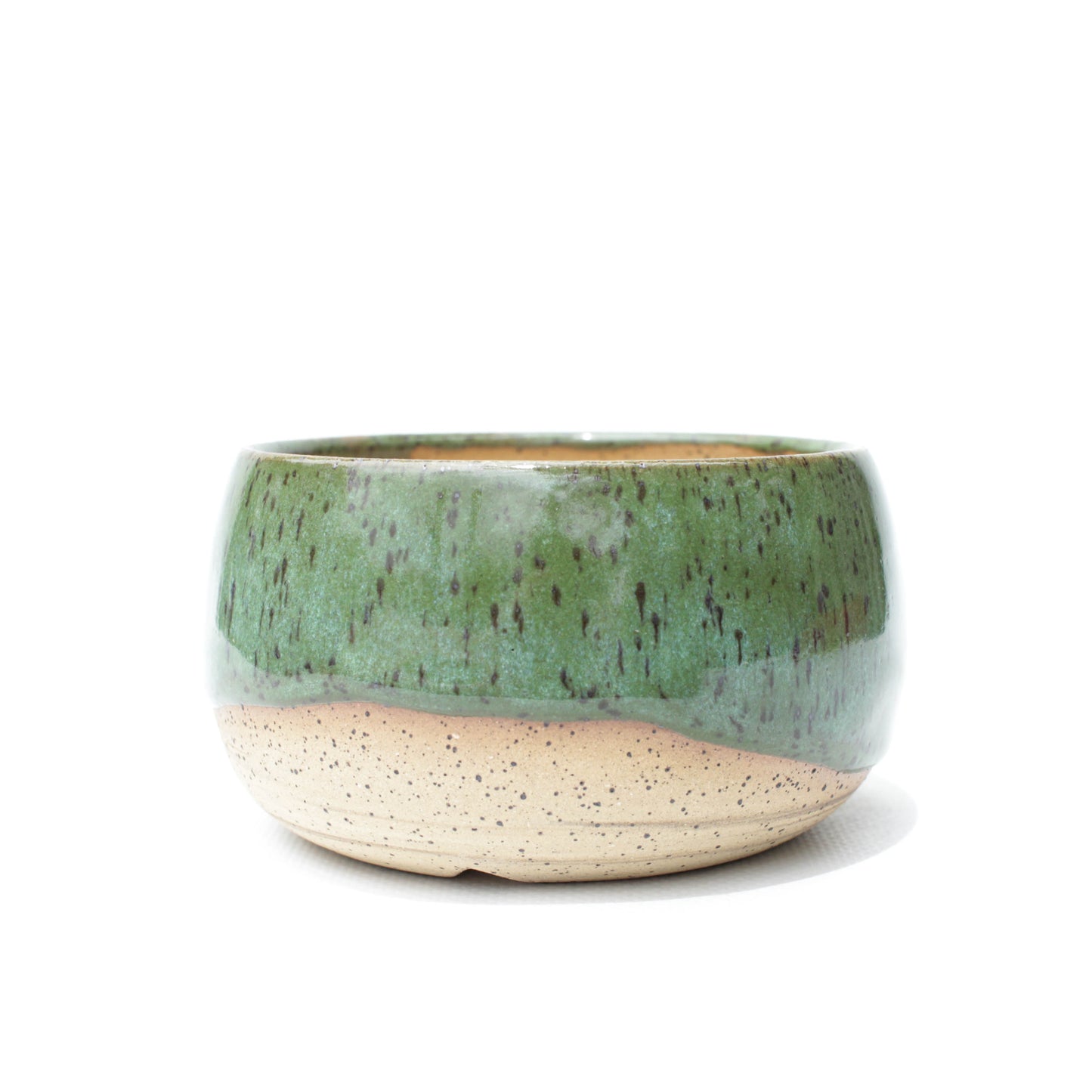 4" Green Speckled Stoneware Planter Pot