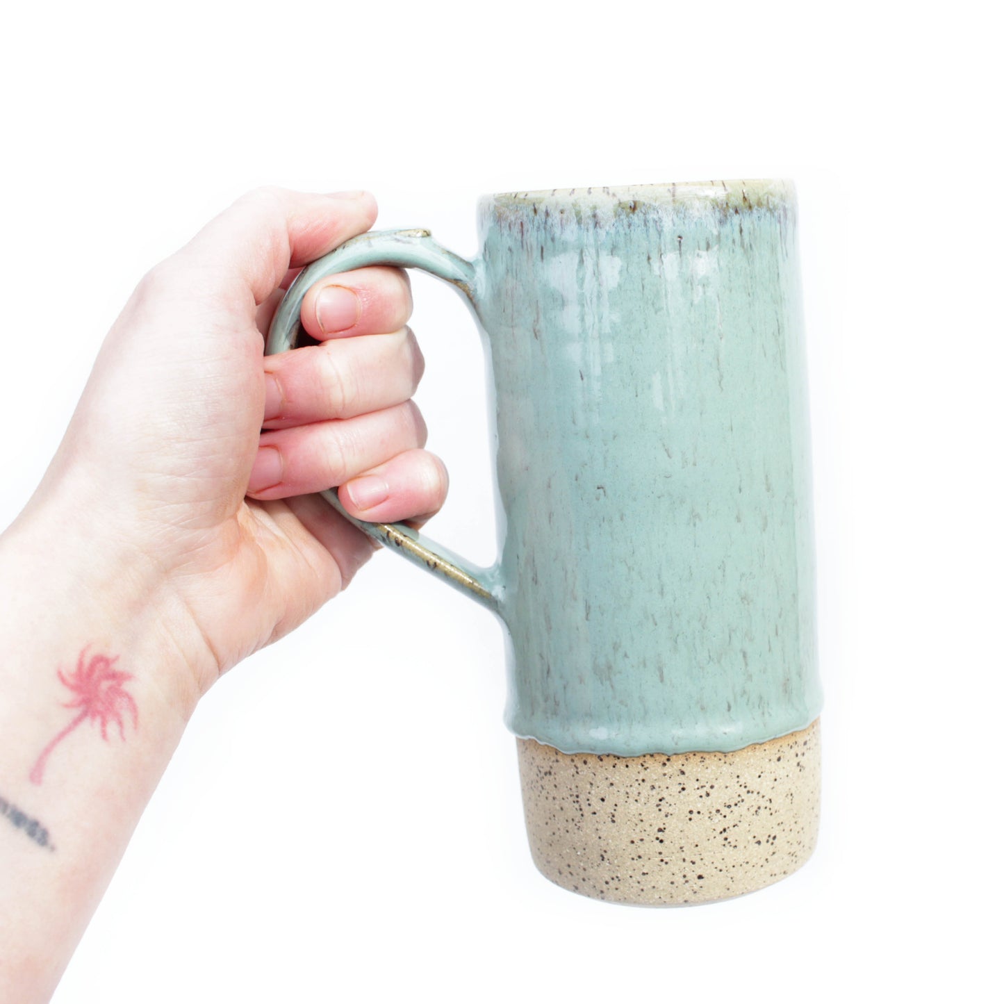 Mint Blue Tall Speckled Stoneware Mug