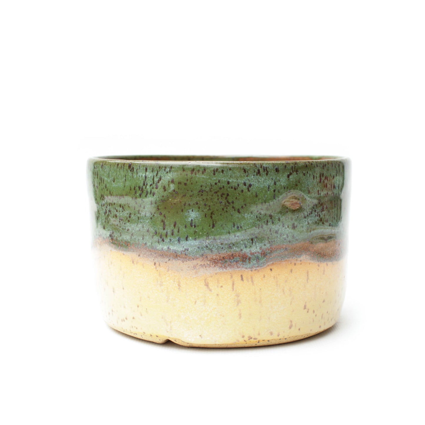 5.5" Green & Yellow Speckled Stoneware Planter Pot