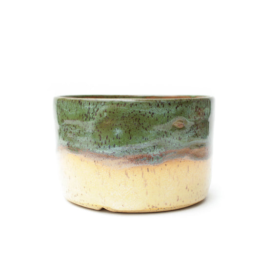 5.5" Green & Yellow Speckled Stoneware Planter Pot
