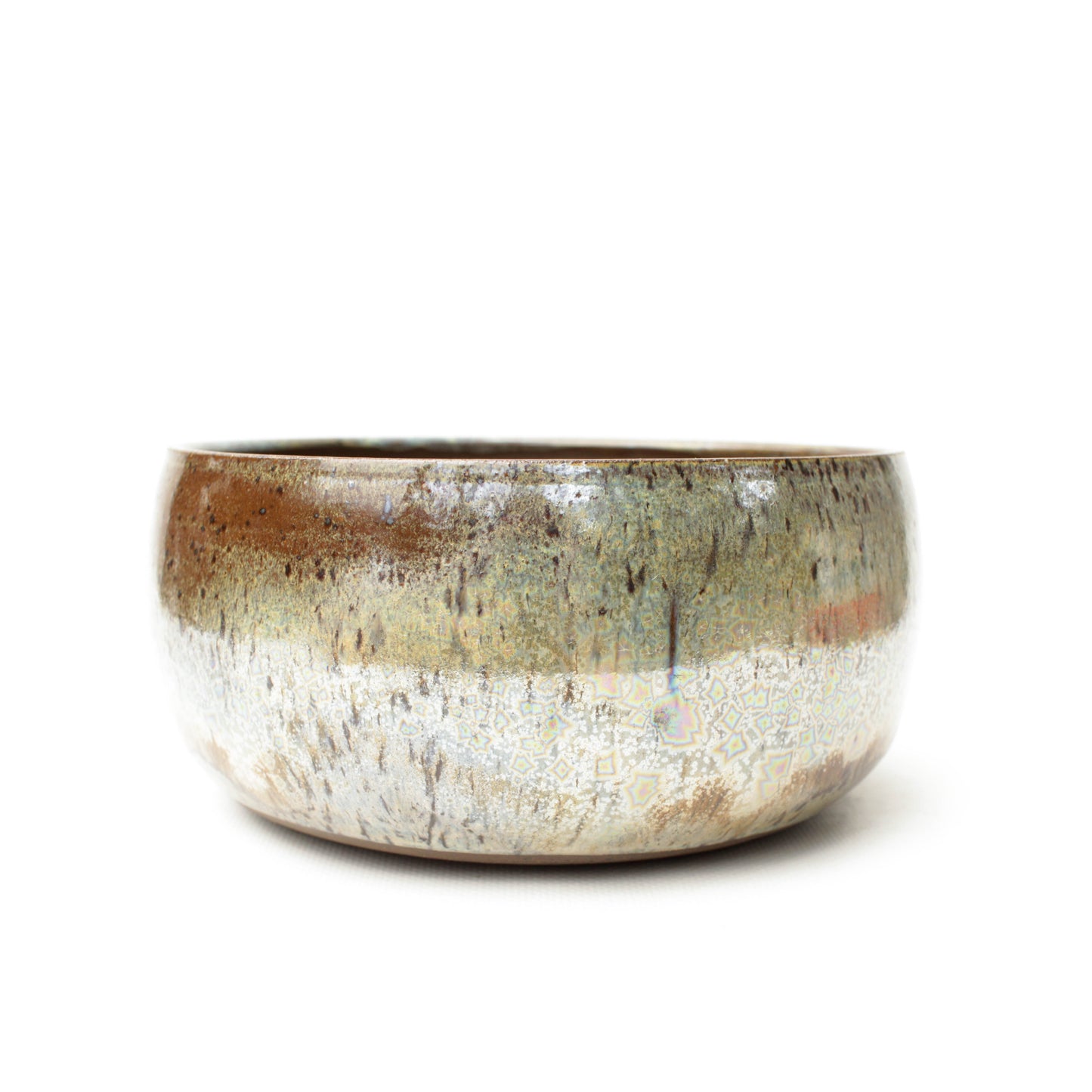 6.75" Crystalline Brown Speckled Stoneware Planter Pot