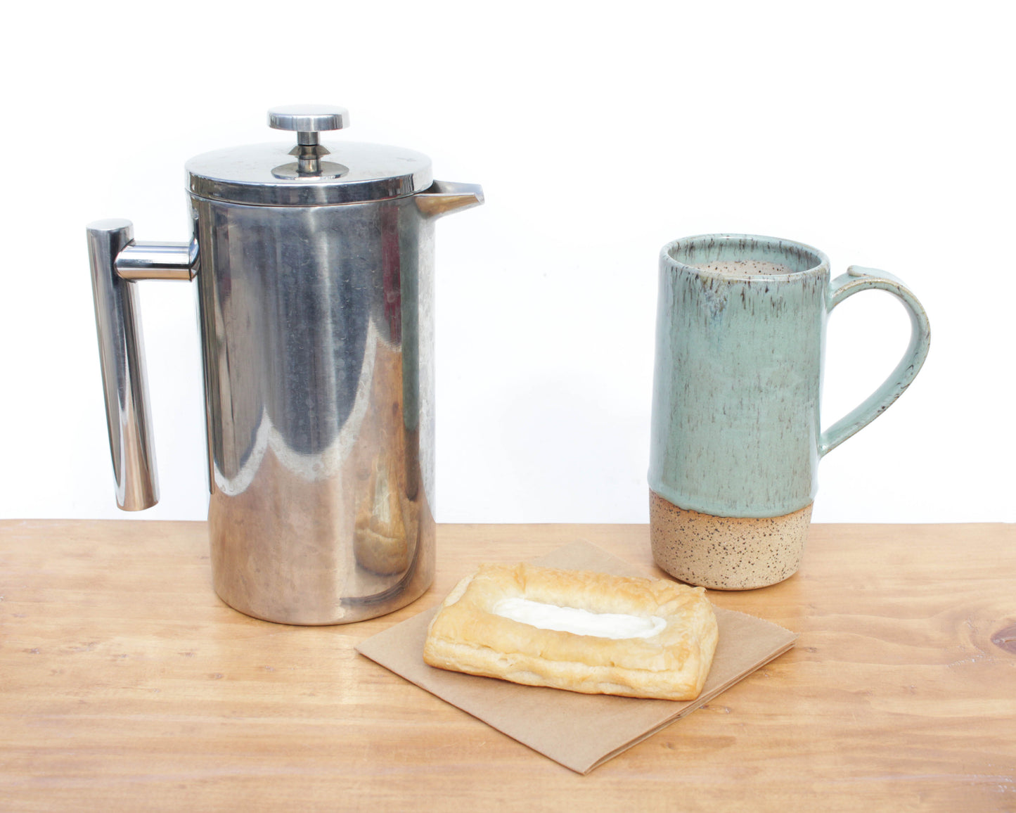 Mint Blue Tall Speckled Stoneware Mug