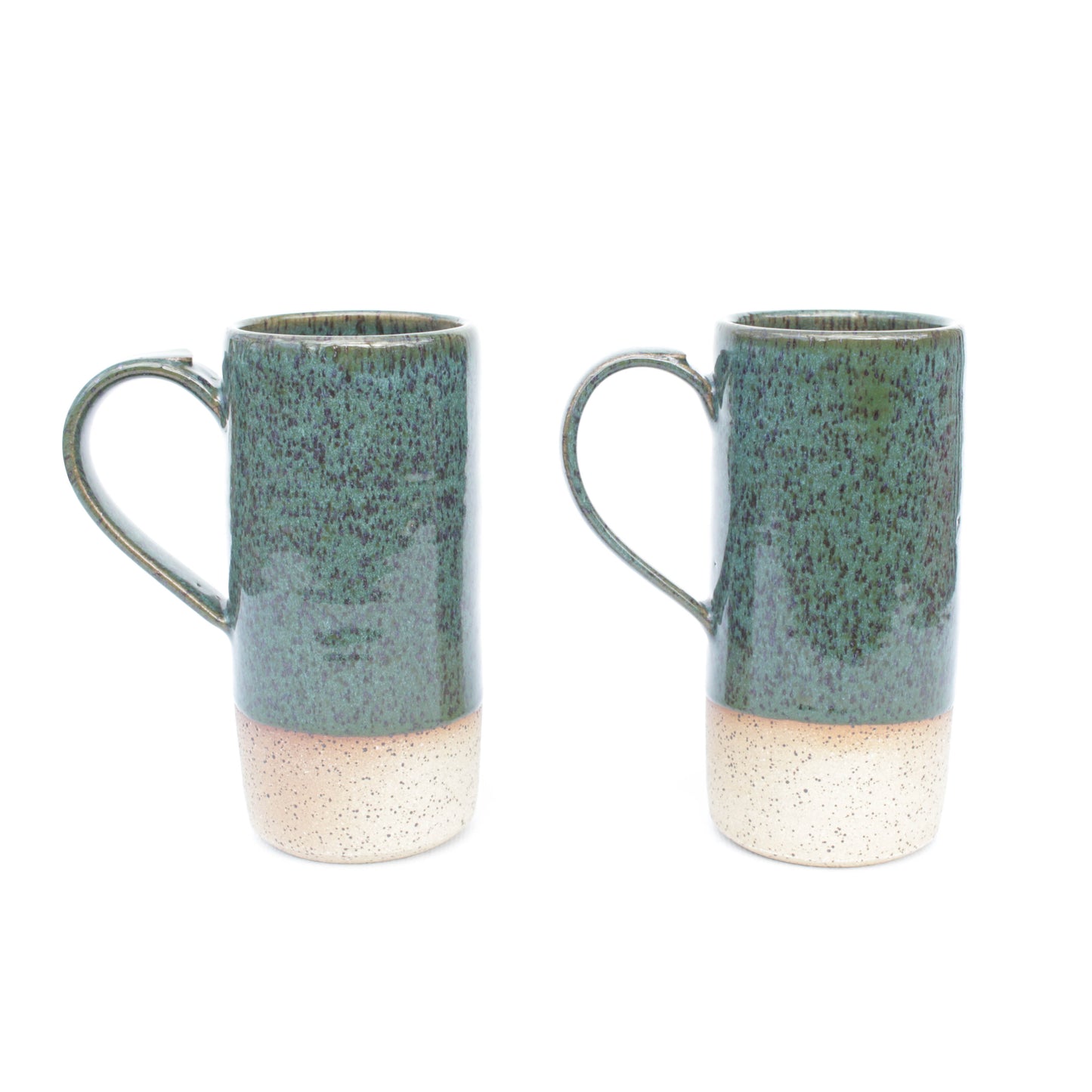 Green Tall Speckled Stoneware Mug