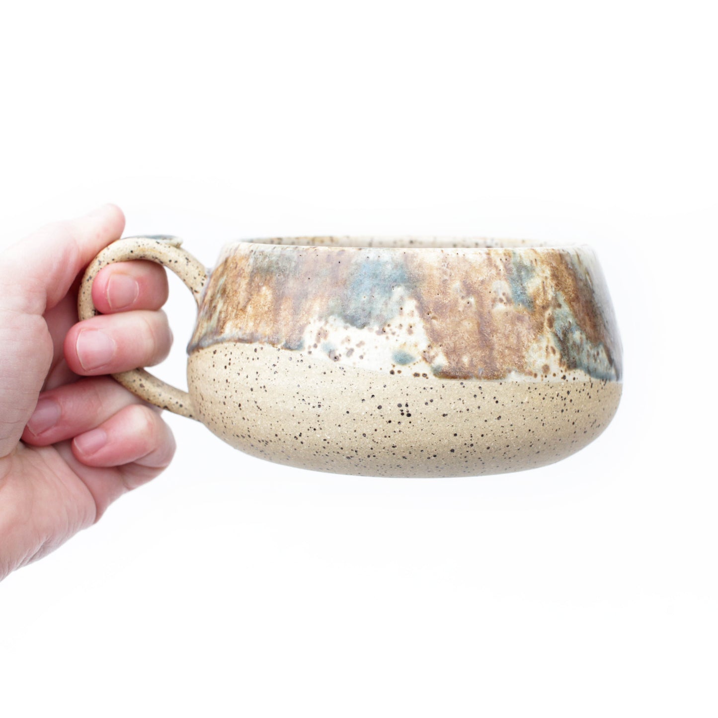 Crystalline Speckled Shallow Stoneware Mug