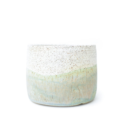 3.5" Warm Turquoise Speckled Stoneware Planter Pot