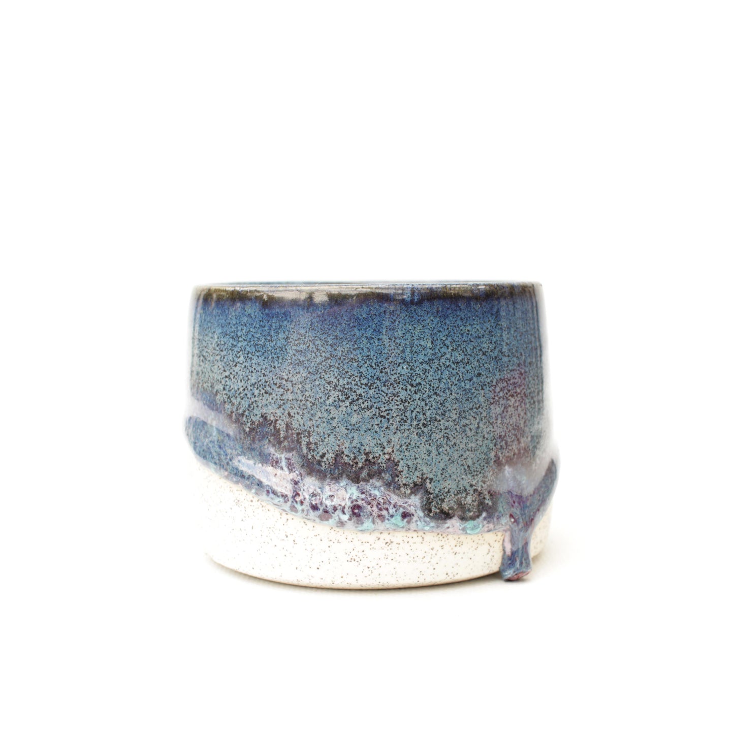 3.75" Blue Violet Speckled Stoneware Planter Pot