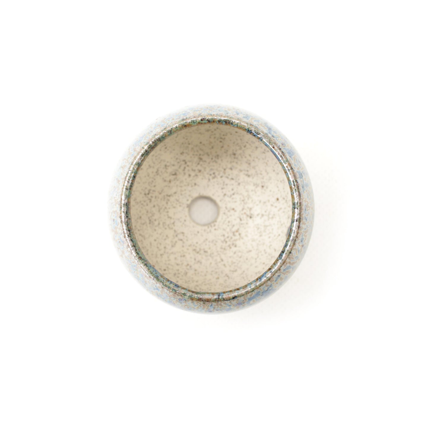 2.5" Blue Iridescent Speckled Stoneware Planter Pot