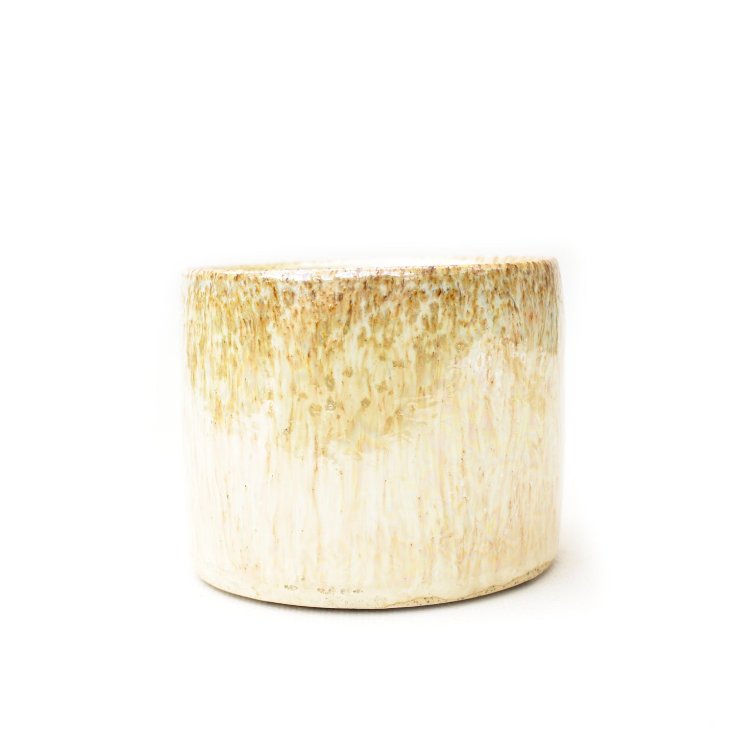 3.75" Golden Iridescent Speckled Stoneware Planter Pot