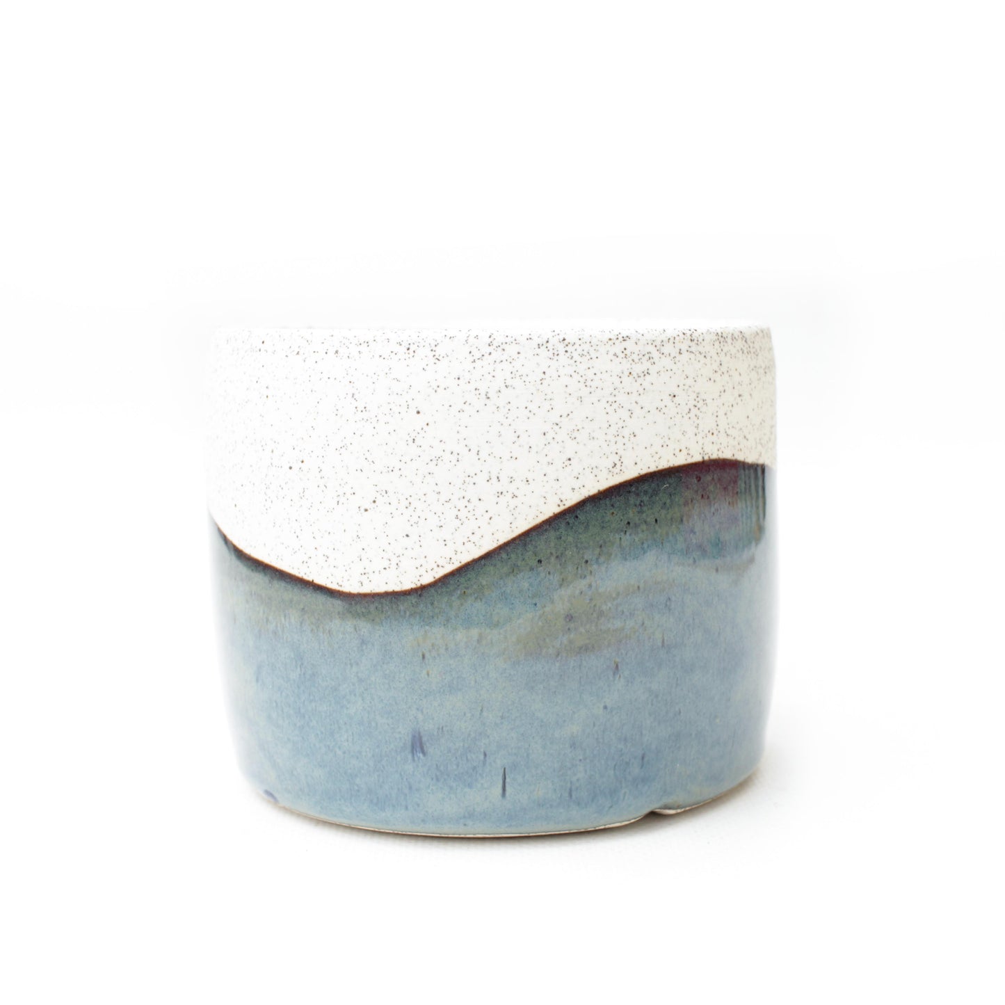 4.25" Blue Speckled Stoneware Planter Pot