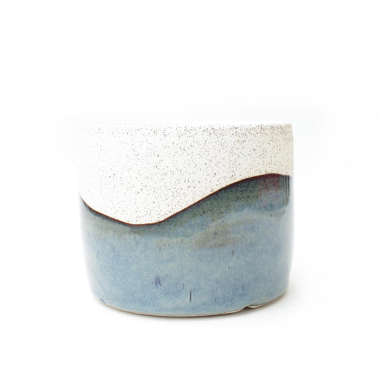 4.25" Blue Speckled Stoneware Planter Pot