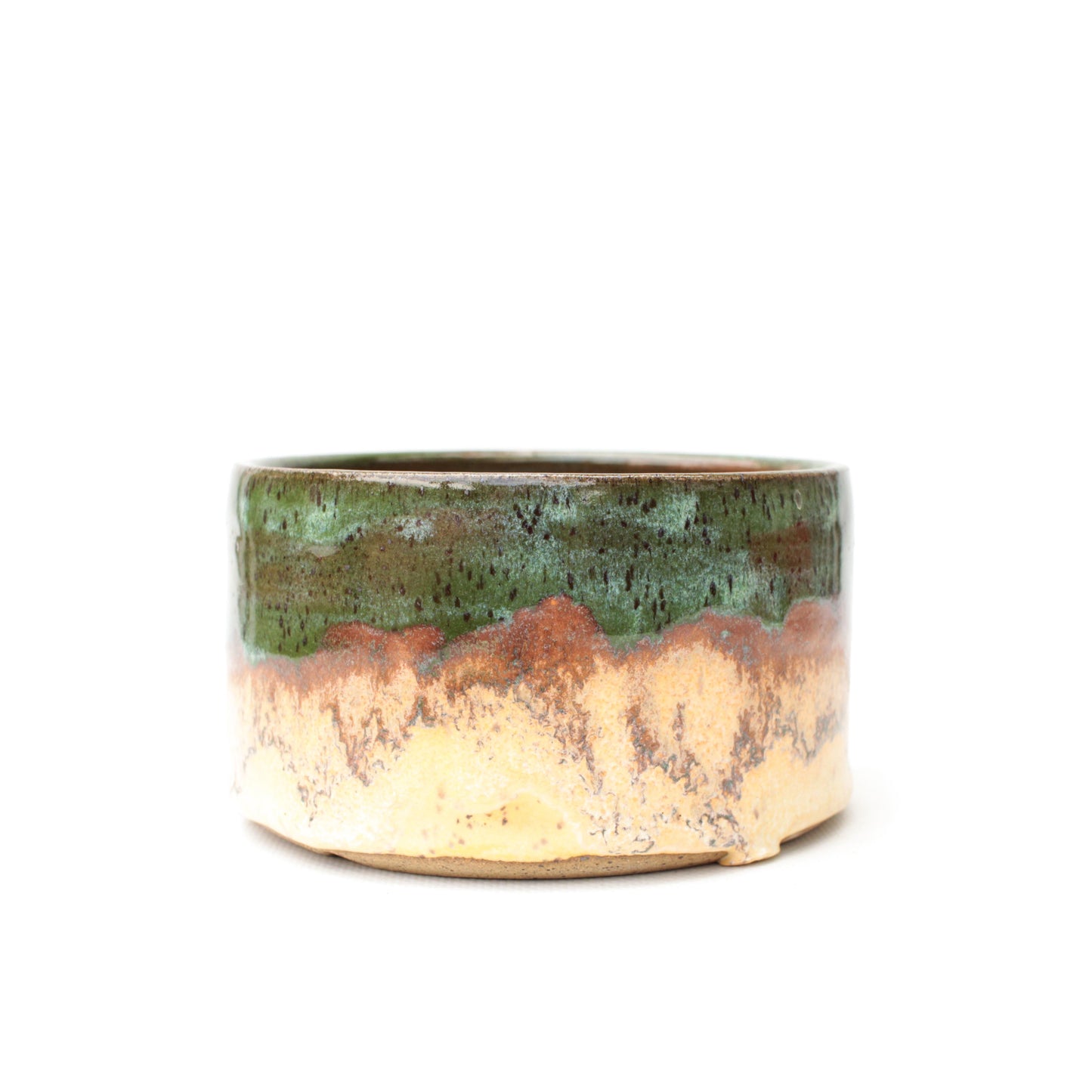 5" Green & Cream Speckled Stoneware Planter Pot
