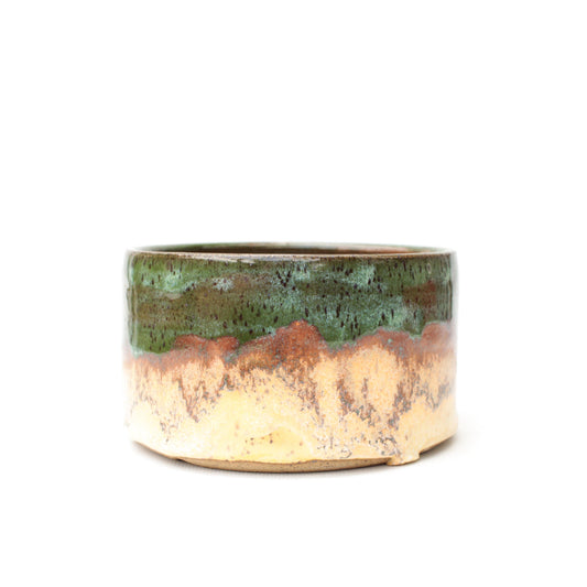 5" Green & Cream Speckled Stoneware Planter Pot