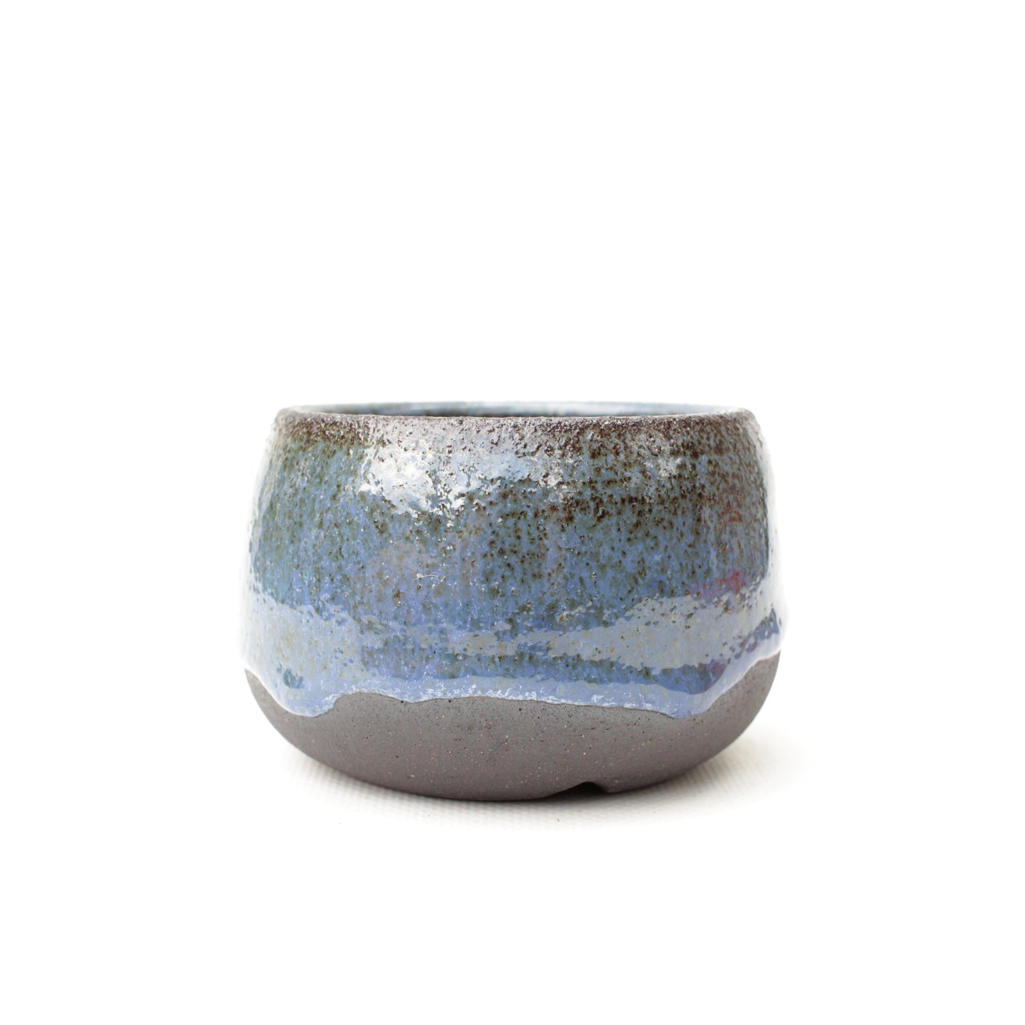 3.75" Blue Black Stoneware Planter Pot