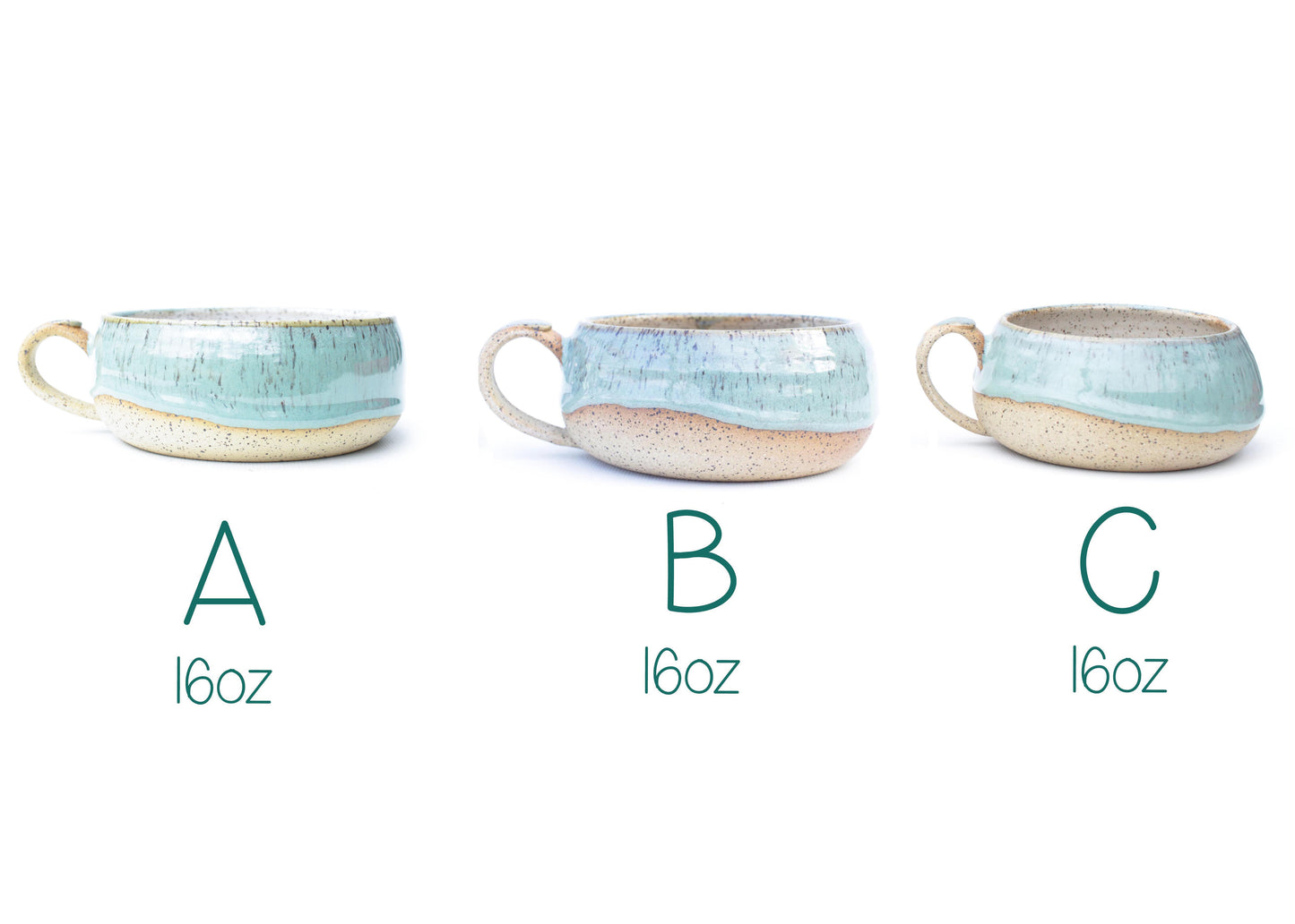 Minty Blue Shallow Speckled Stoneware Mug