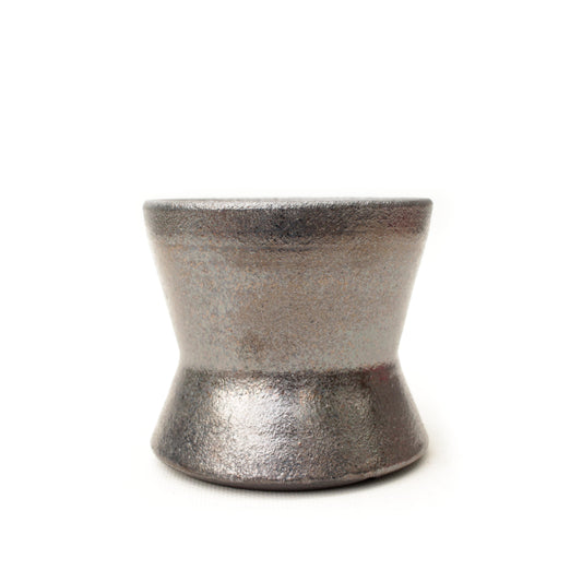 3.75" Metallic Black Stoneware Planter Pot