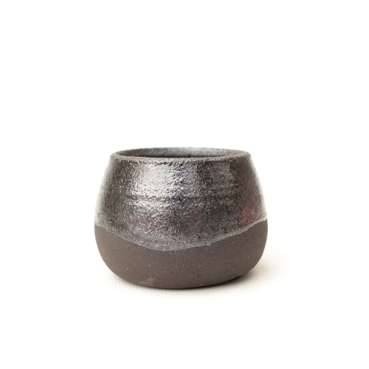 2.5" Metallic Black Stoneware Planter Pot