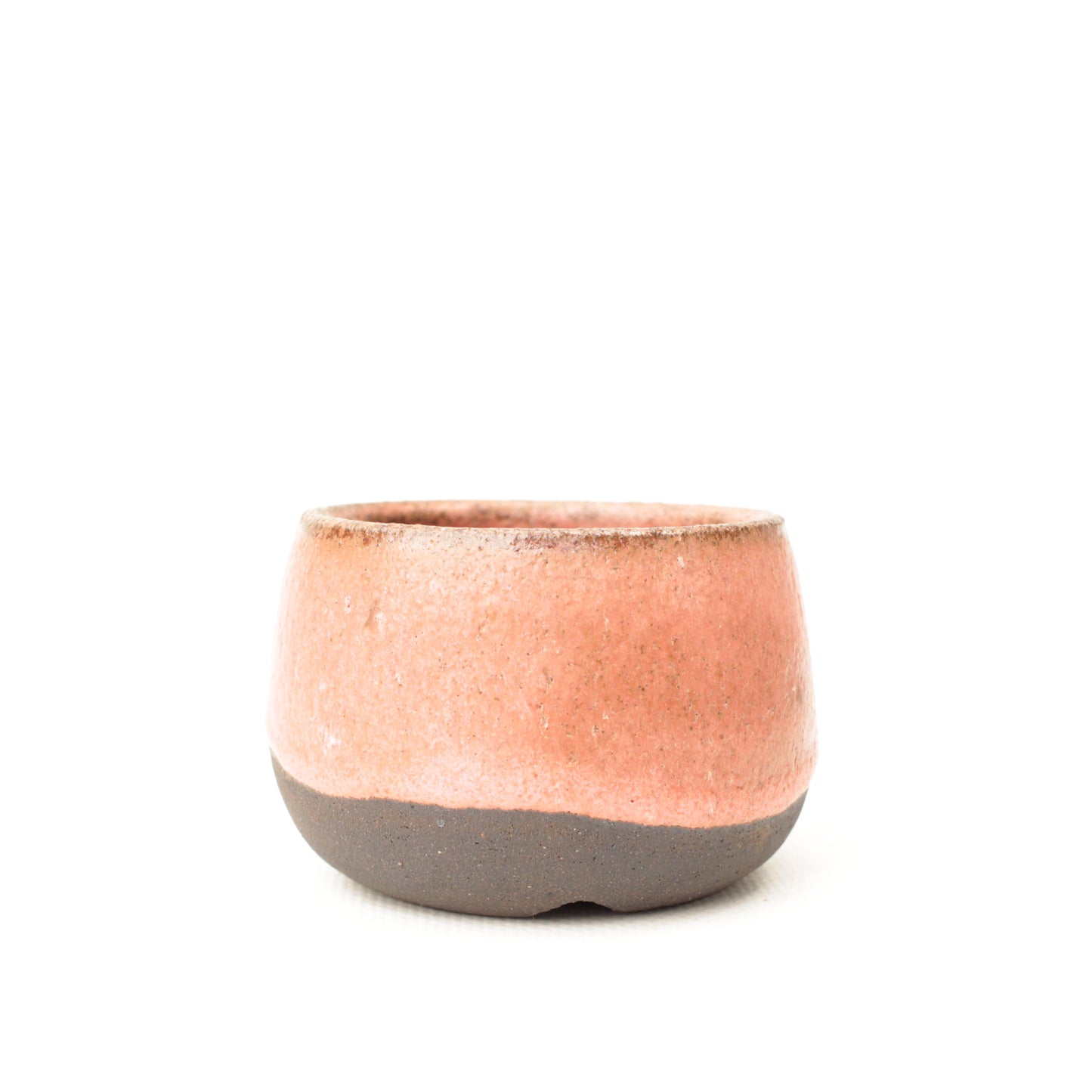 2.75" Coral Pink Black Stoneware Planter Pot