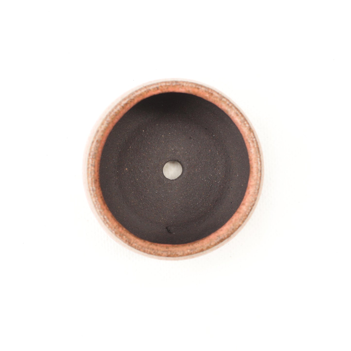 2.75" Coral Pink Black Stoneware Planter Pot