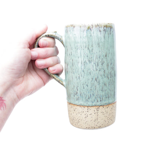 Mint Blue Tall Speckled Stoneware Mug