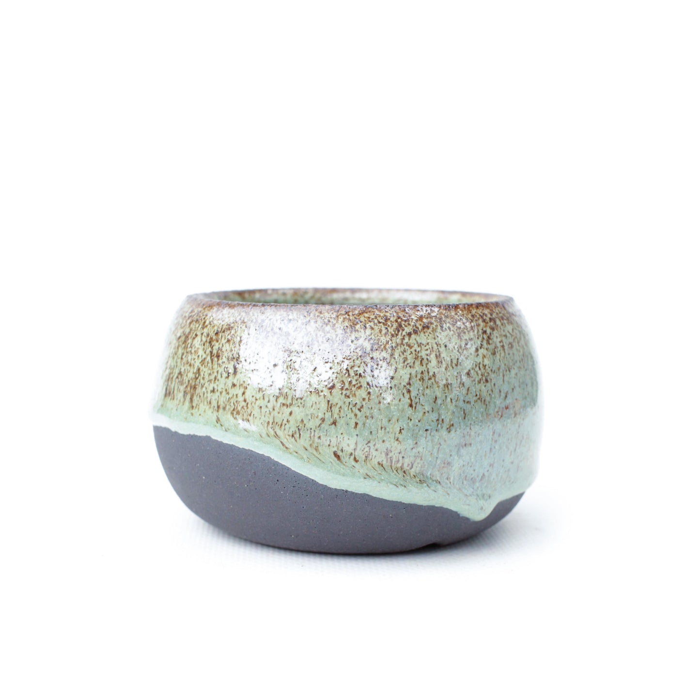 3.75" Mint Black Stoneware Planter Pot