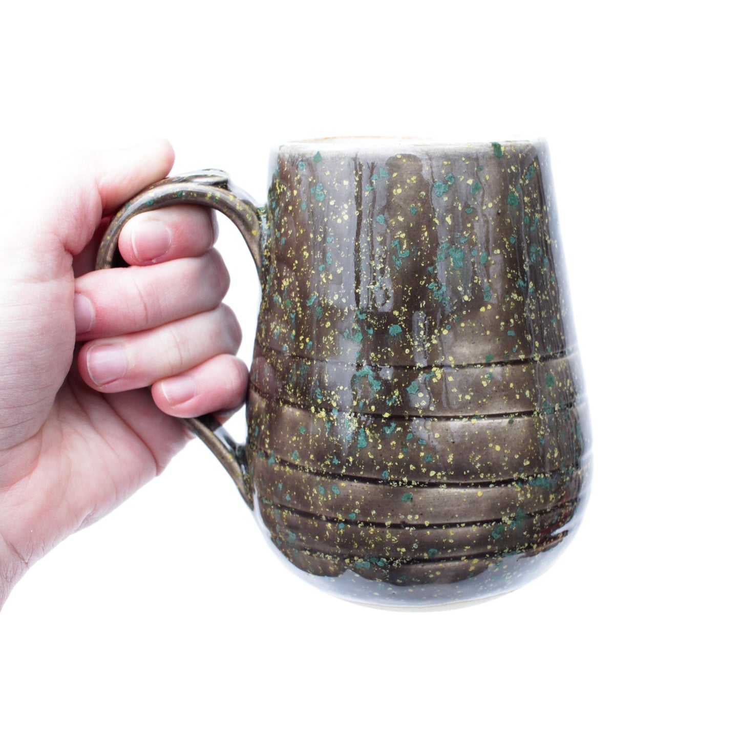 Green & Yellow Speckled Stoneware Mug