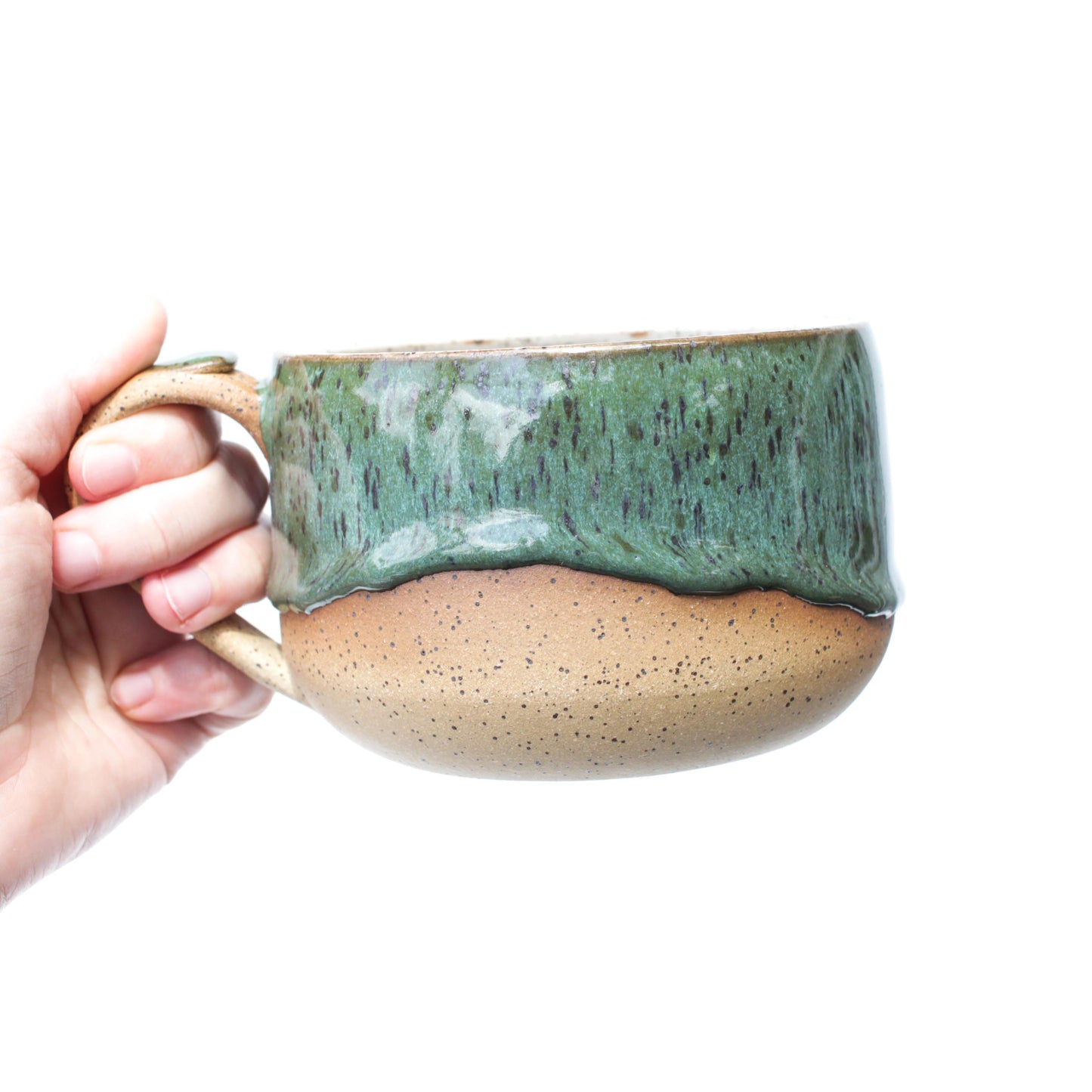 Green Oversized Speckled Stoneware Mug/Bowl