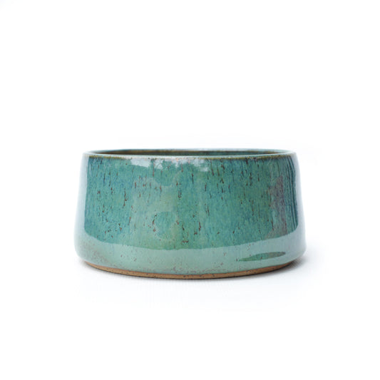 4.5" Malachite Green Speckled Stoneware Kusamono Bonsai Pot