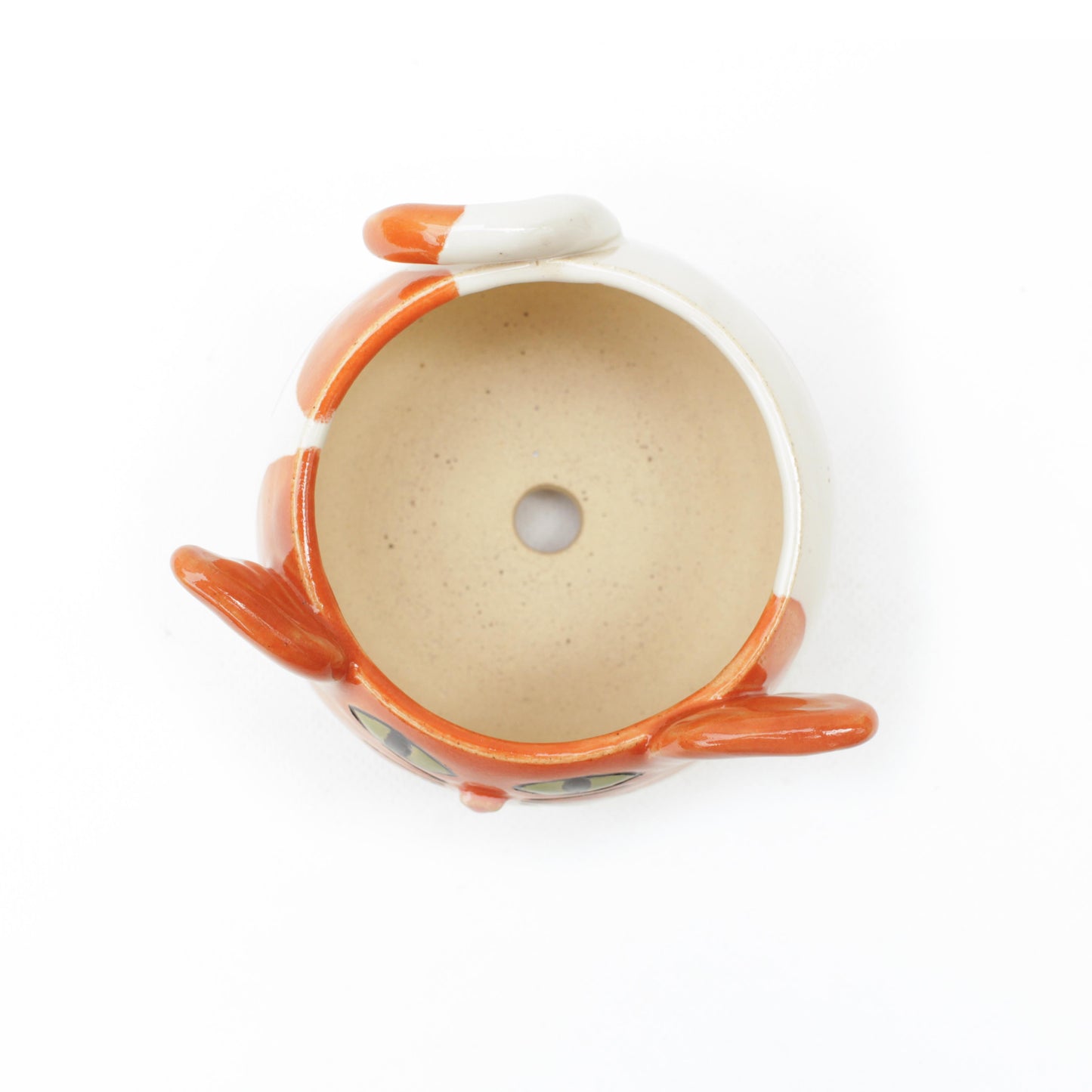 Orange & White Cat Sculpture Planter Pot