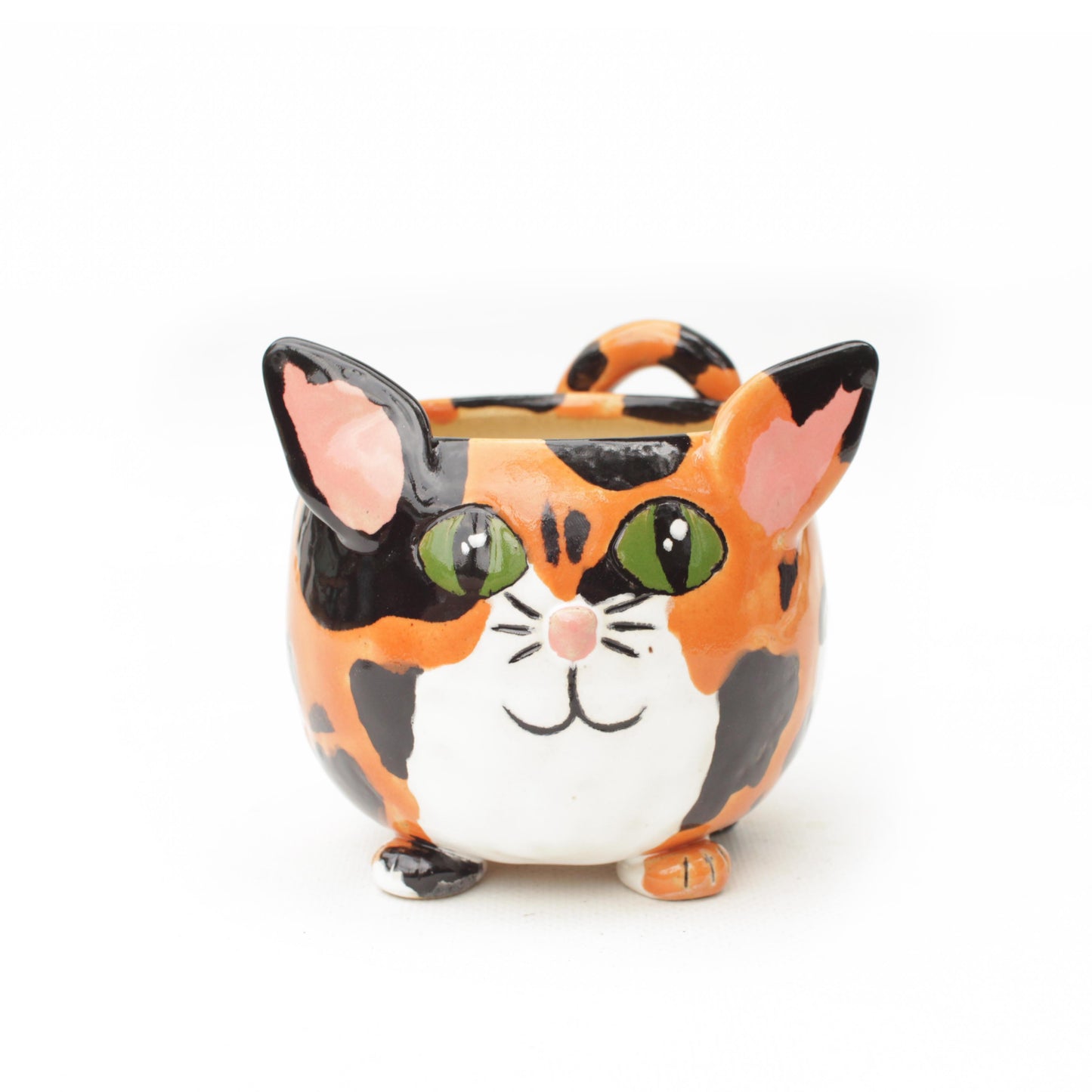 Calico Cat Sculpture Planter Pot