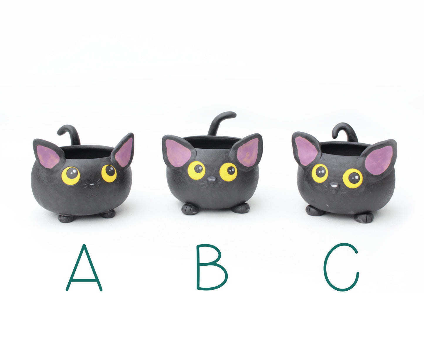 Black Cat Sculpture Planter Pot