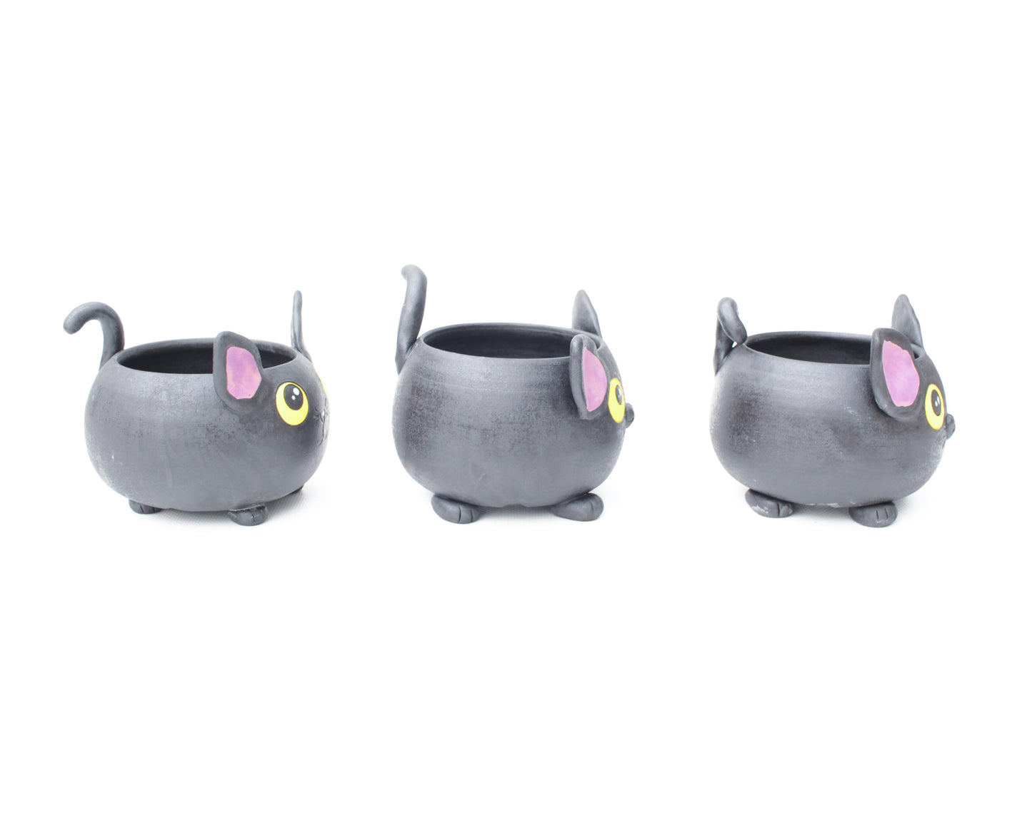 Black Cat Sculpture Planter Pot
