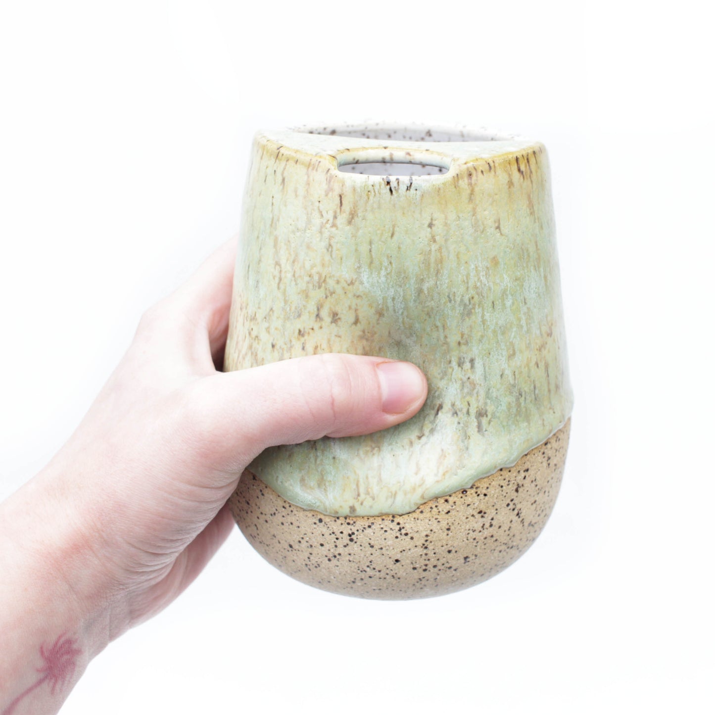 Seafoam Green Cozy Speckled Stoneware Sip-Top Thumb Tumbler