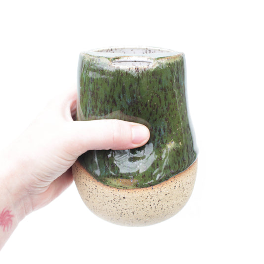 Forest Green Cozy Speckled Stoneware Sip-Top Thumb Tumbler